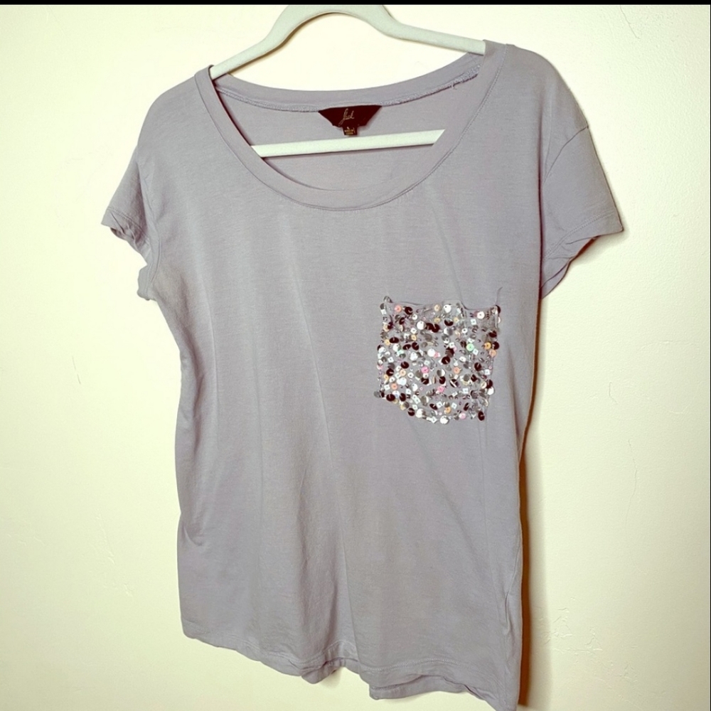 Jack Grey Short Sleeve Tee with a Sequin Pocket